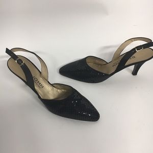 St. John equin Pointed Toe Sling Back Stiletto *